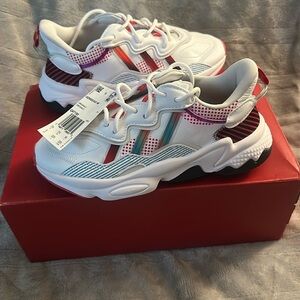 Adidas White and Red Sneakers Retro-Inspired Chunky Design*